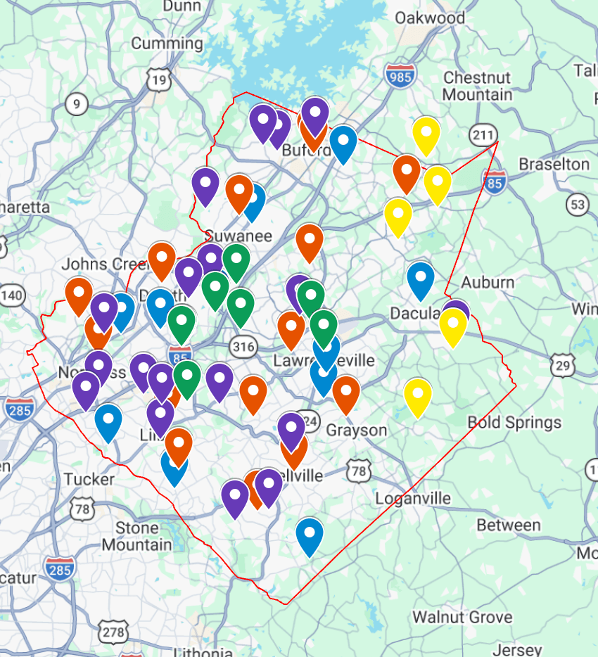Actual and potential polling locations